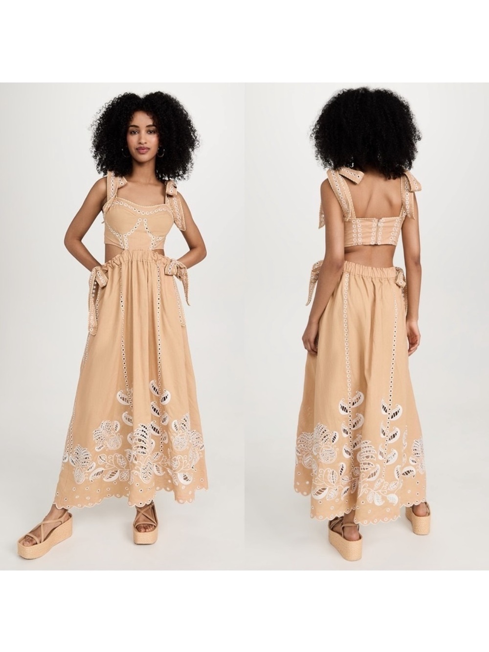 FARM Rio Sand Richilieu Sleeveless Maxi Dress